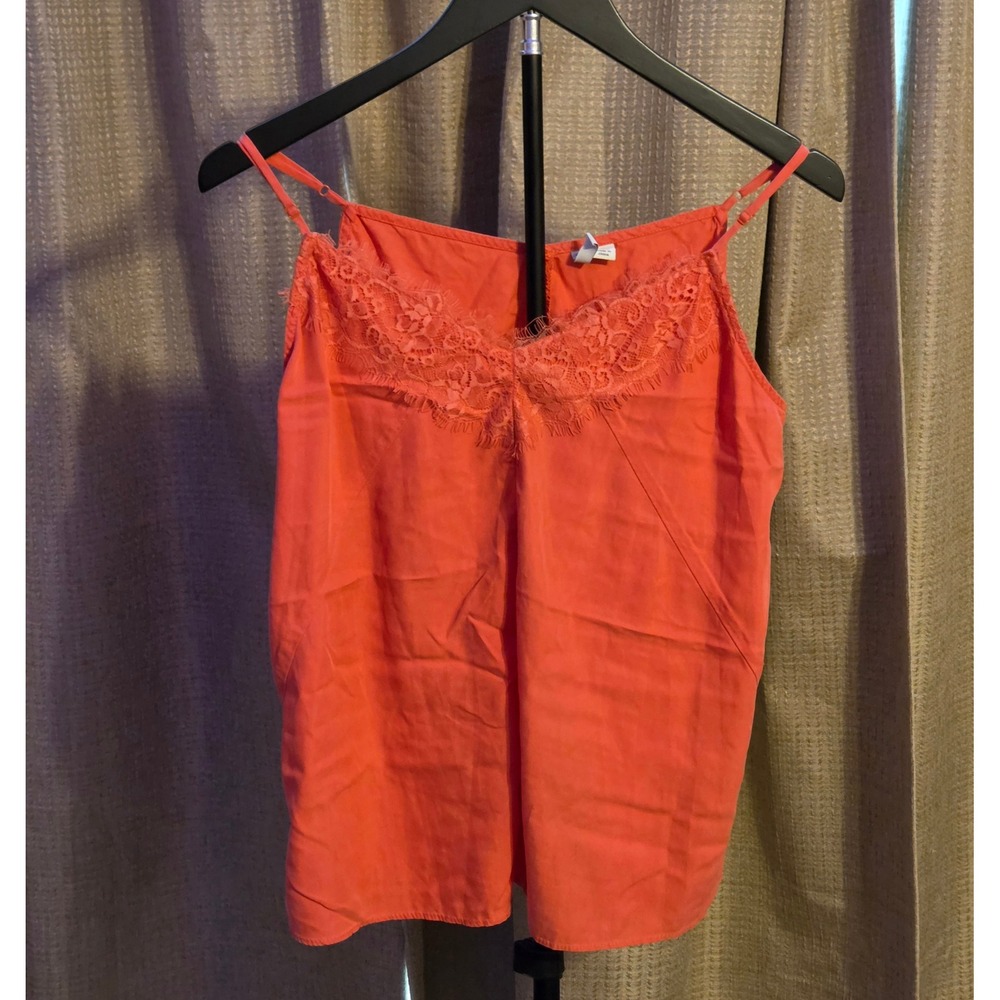 Cato Lace Neckline Sleeveless Tank Top Women's Size Small Coral